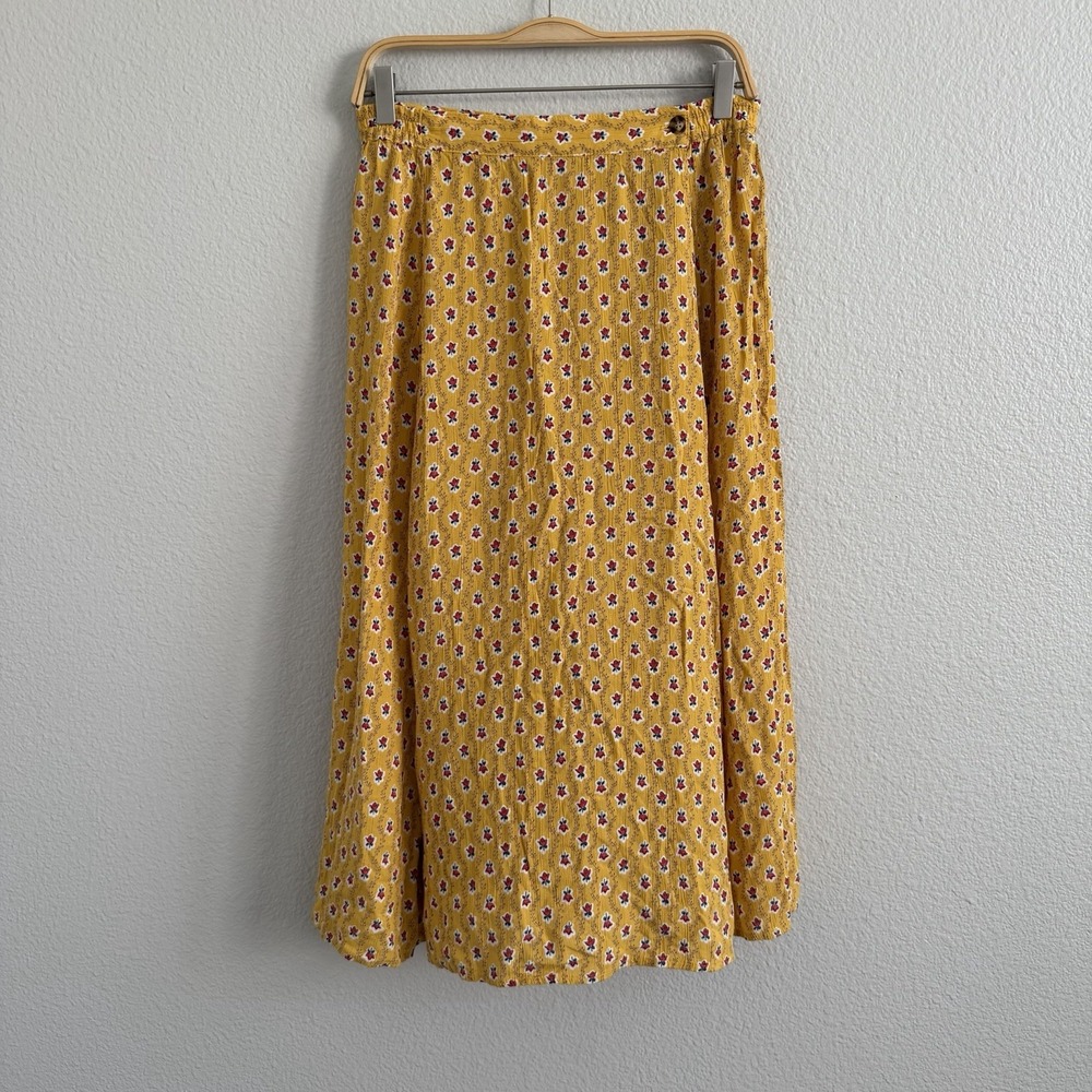 Vintage L.L. Bean Medium Petite Wrap Skirt Floral Gauzy Prairie Boho Festival